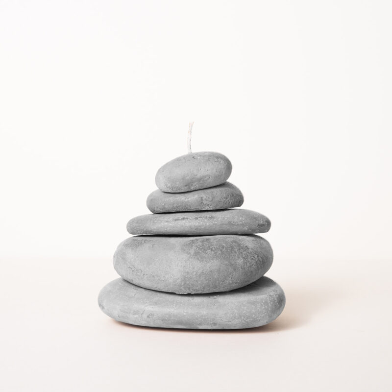 Vela decorativa Zen 5 piedras gris